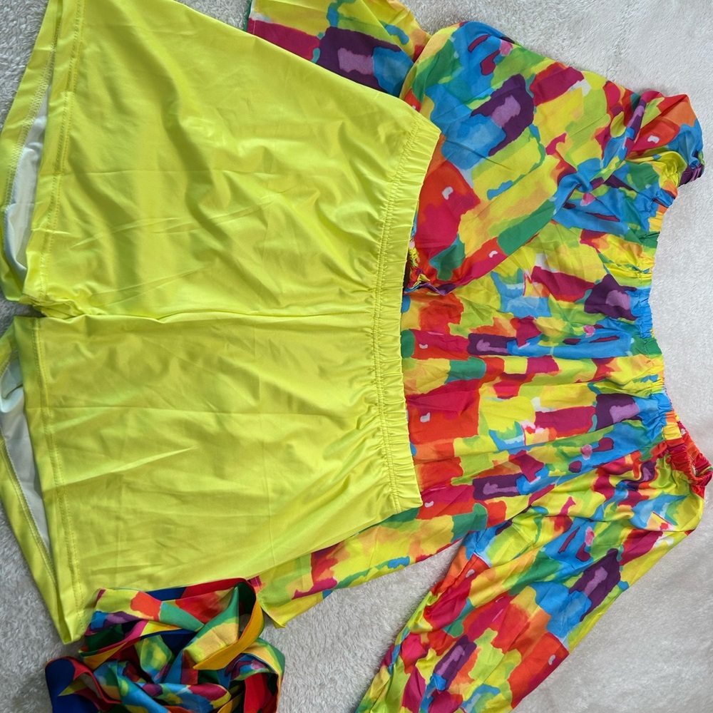 Title: Colorful 3-Piece Set (Shirt, Shorts & Belt) | Size 1XL | New Without Tags - Picture 7 of 7